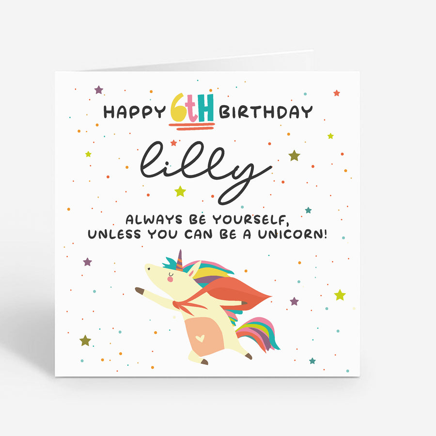 Personalised Unicorn 6th Birthday Card