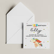 Personalised Unicorn 10th Birthday Card