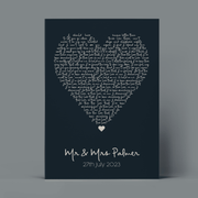 Metallic Foil Song Lyrics Heart Print - Paperful