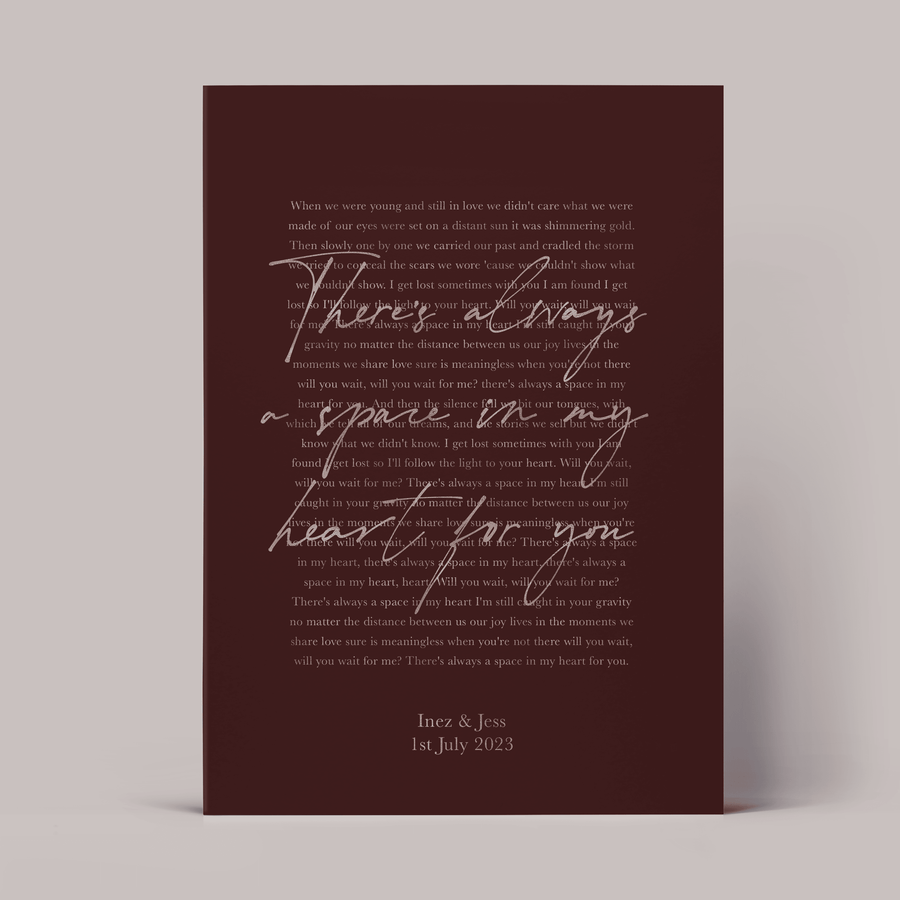 Metallic Foil Song Lyrics Print - Paperful