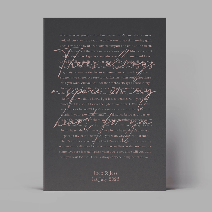 Metallic Foil Song Lyrics Print - Paperful