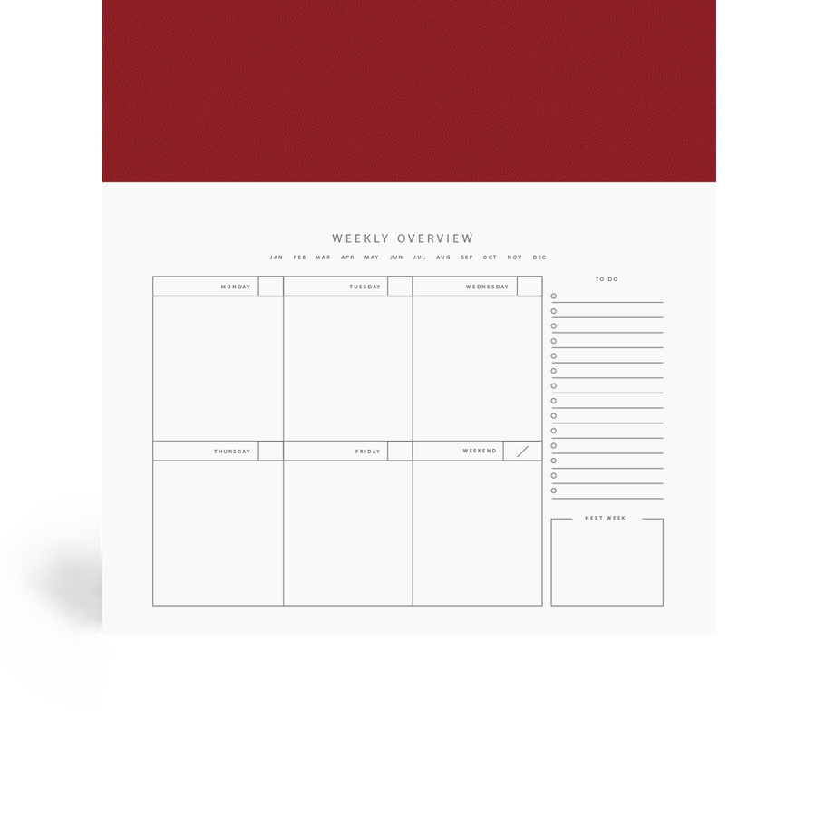 Vermilion Red Weekly Desk Planner