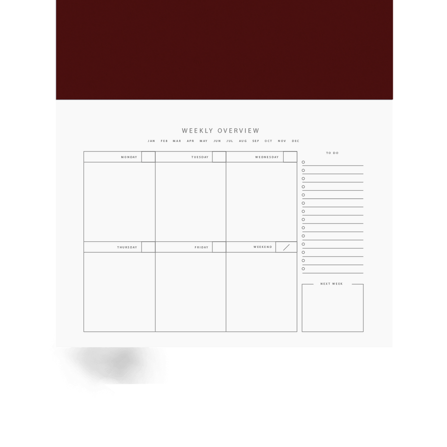 Foil Weekly Desk Planner - Red - Paperful