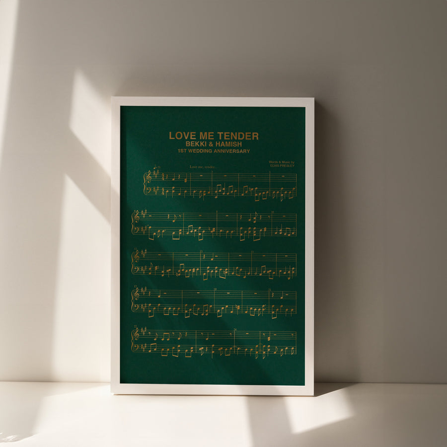 Personalised Metallic Foil Song Piano Music Print