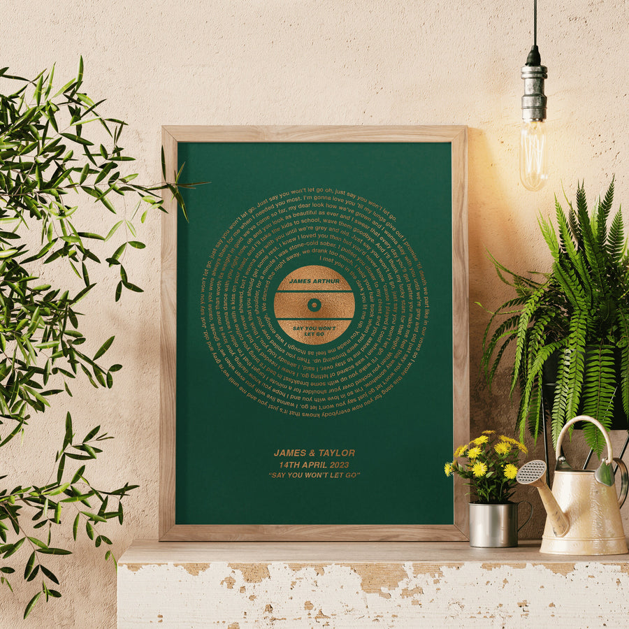 Metallic Song Lyrics Record Vinyl Print