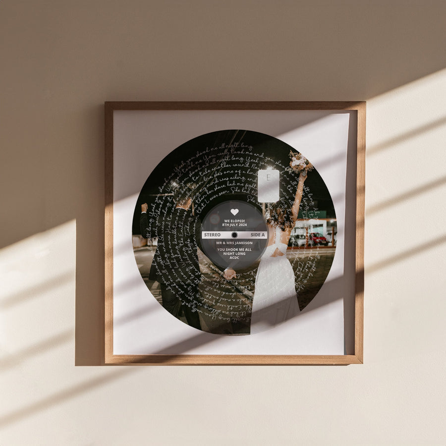 Personalised Photo Vinyl Song Lyric Print