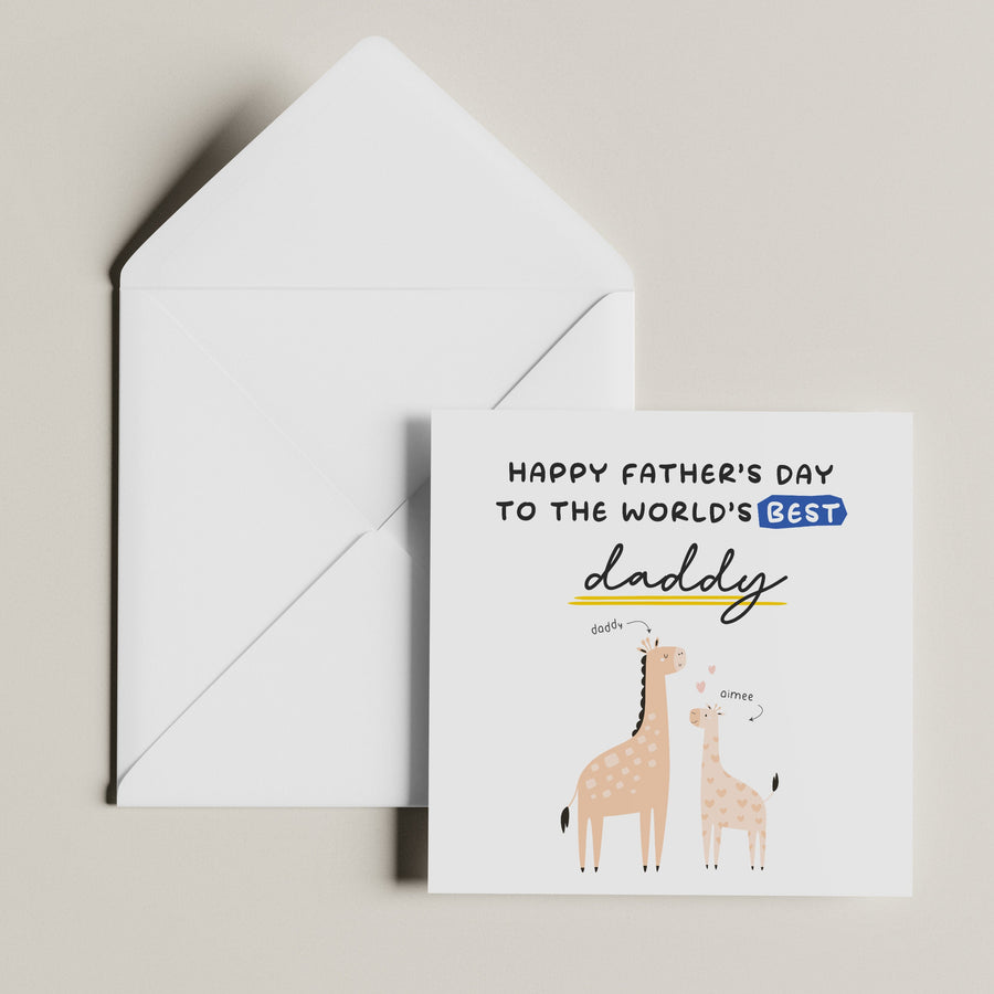 Personalised 1st Fathers Day Card - Baby Giraffe Design