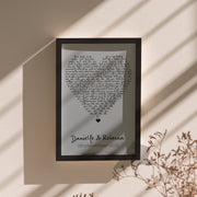 Personalised Metallic Foil Song Lyrics Heart Print