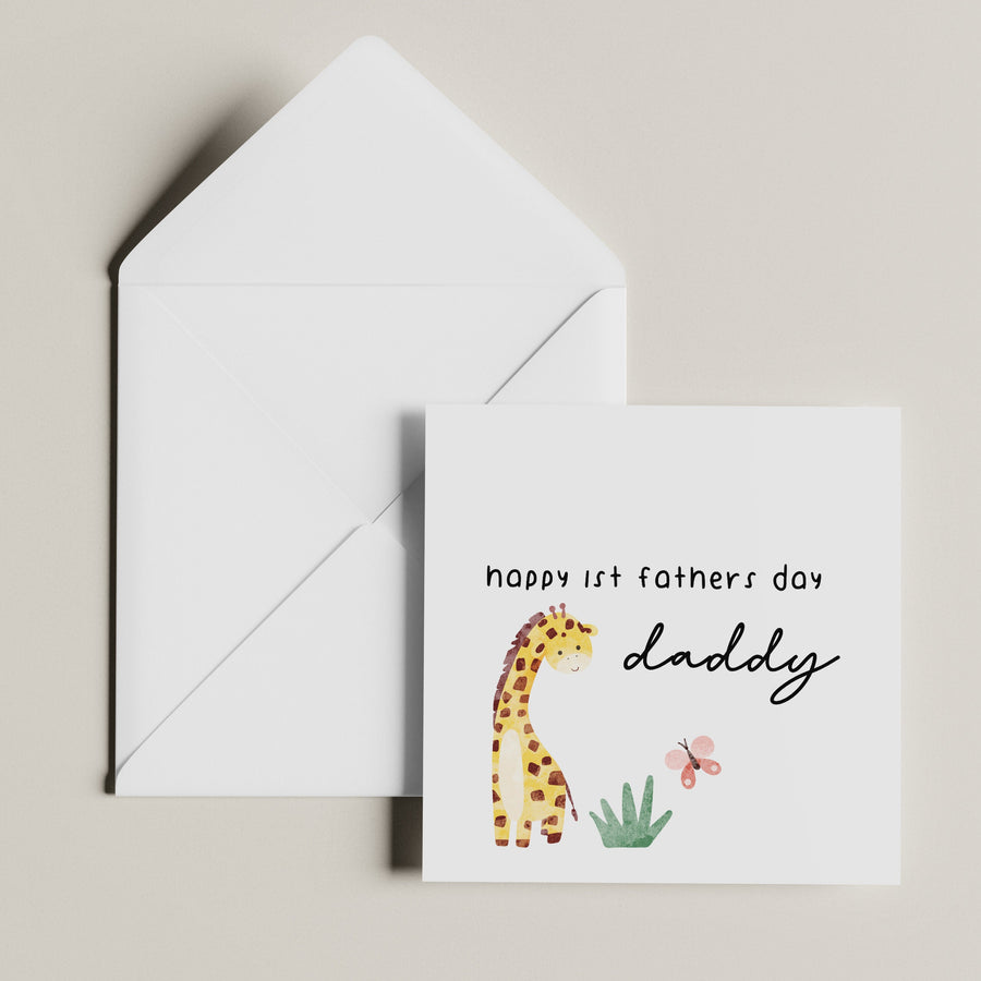 Personalized First Fathers Day Card - Giraffe Design