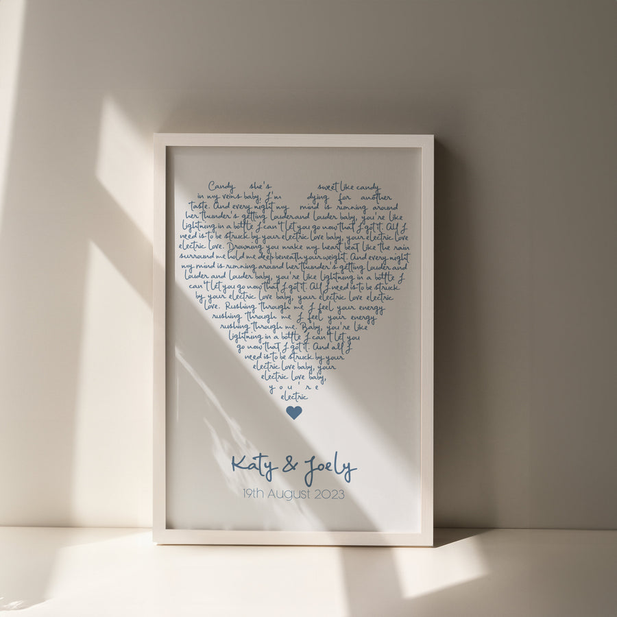 Personalised Heart Lyrics Print