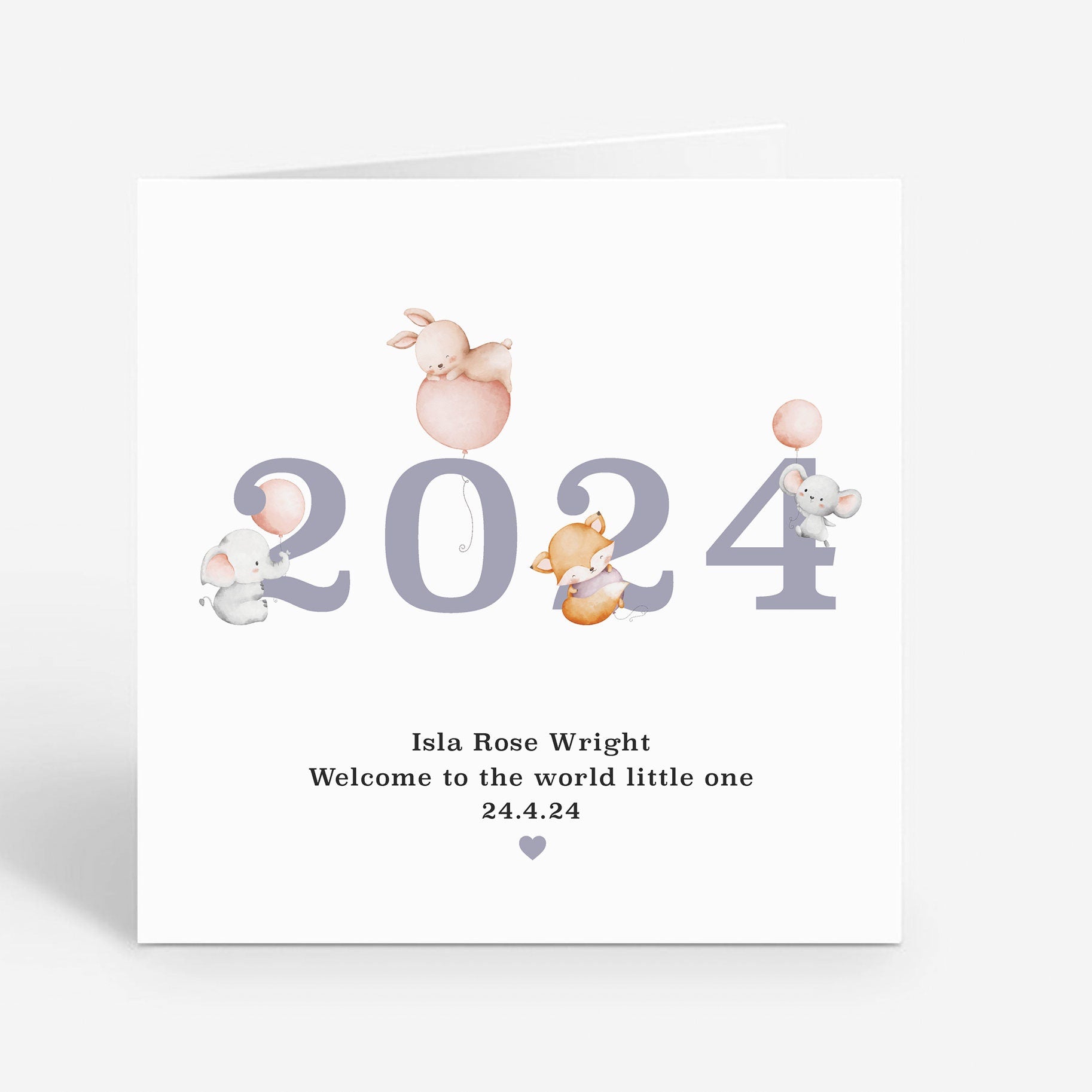 Personalised Newborn Card - 2024 Welcome Baby Girl Card