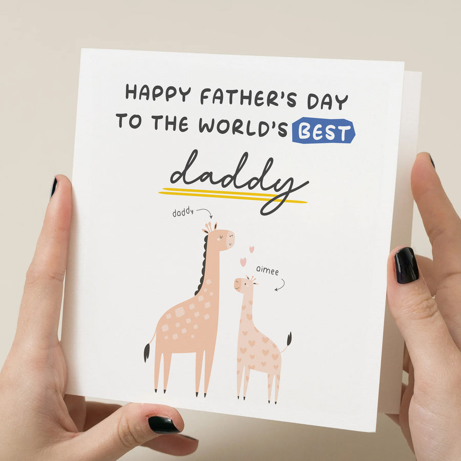 Personalised 1st Fathers Day Card - Baby Giraffe Design