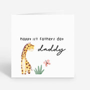 Personalized First Fathers Day Card - Giraffe Design