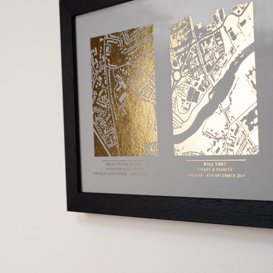 Custom Metallic Foil Map Print