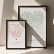 Personalised Heart Lyrics Print