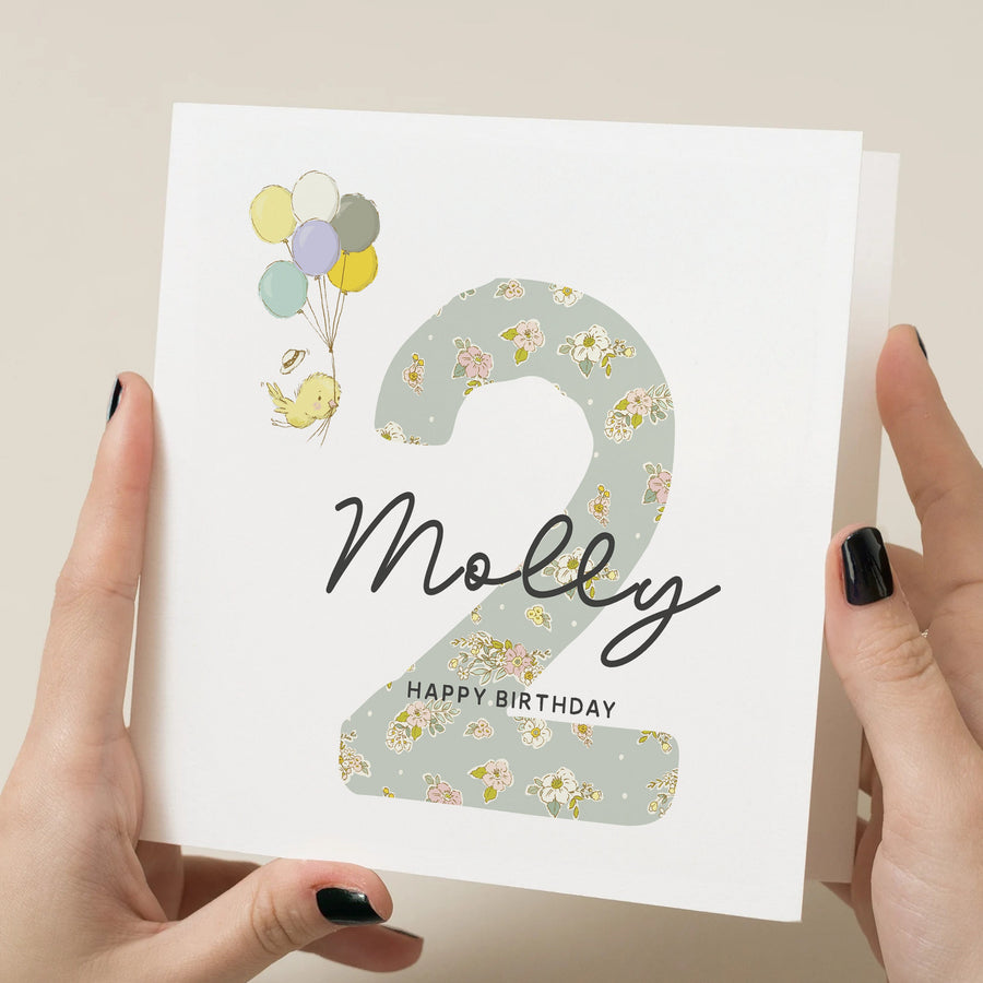 2nd Birthday Card - Girl Daughter Niece Granddaughter Personalised Floral