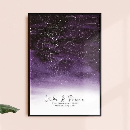 Personalised Watercolour Star Map