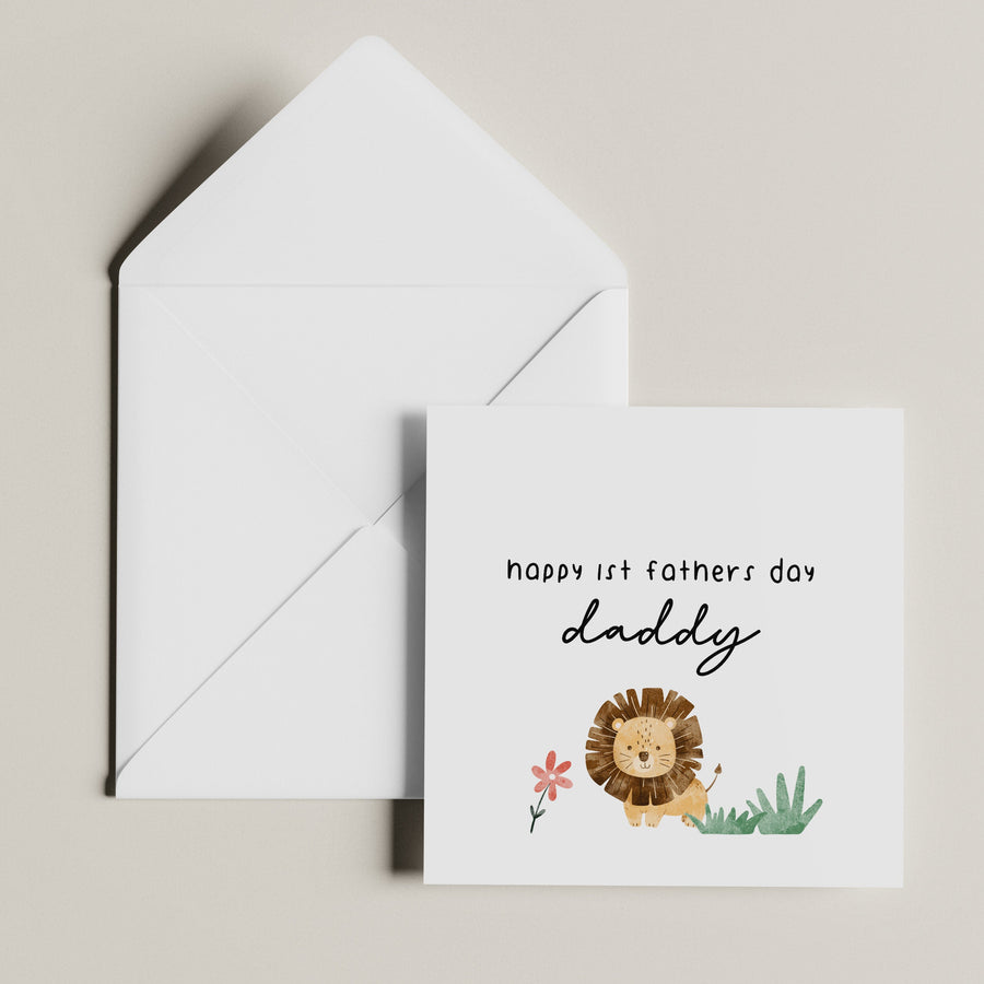 Personalised 1st Fathers Day Lion Card for Dad