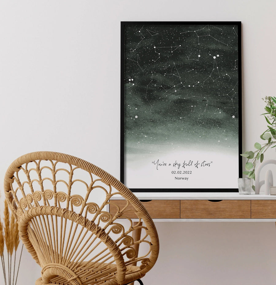 Personalised Watercolour Star Map