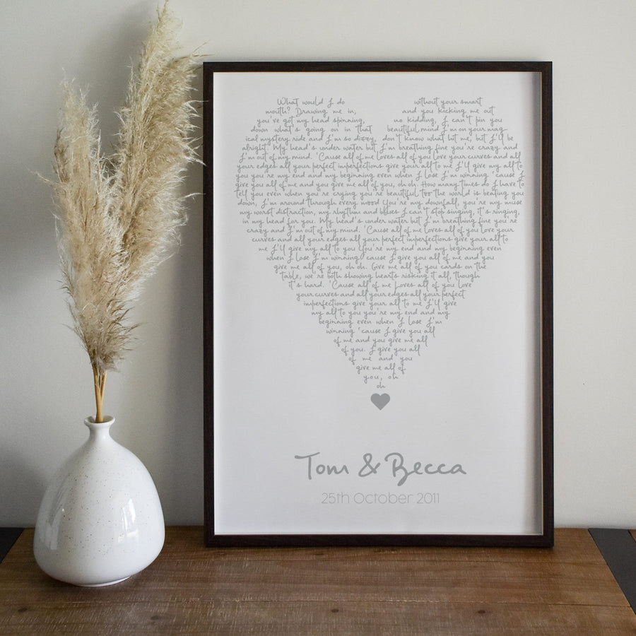 Personalised Heart Lyrics Print