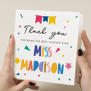 Personalised Teacher Thank You Card - End of School Rainbow Card with Gift Option