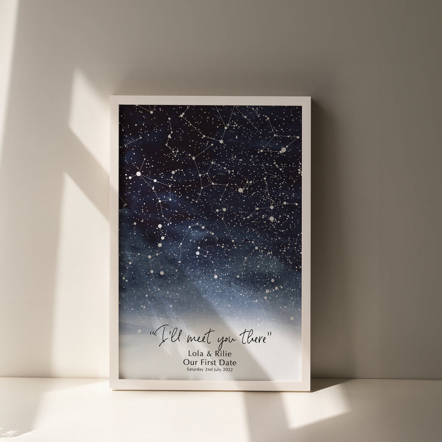 Personalised Watercolour Star Map Print