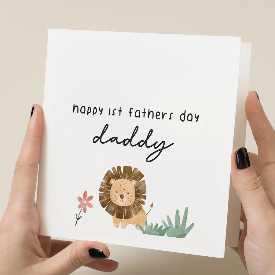 Personalised 1st Fathers Day Lion Card for Dad