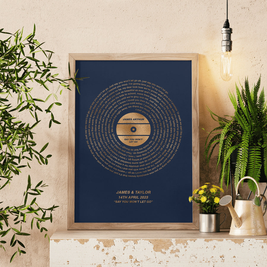 Metallic Song Lyrics Record Vinyl Print