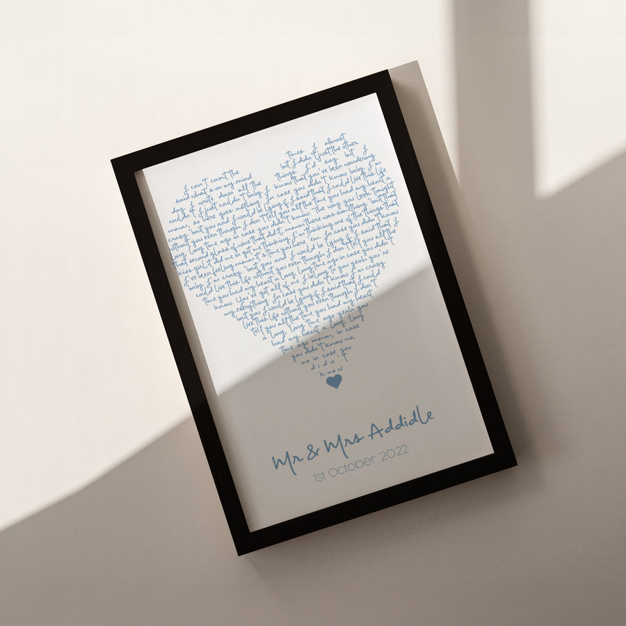 Personalised Heart Lyrics Print