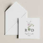 Personalized Wedding Card with Foliage Monogram - Congratulations and Engagement Card