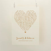 Personalised Metallic Foil Song Lyrics Heart Print