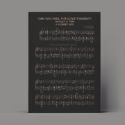 Personalised Metallic Foil Song Piano Music Print