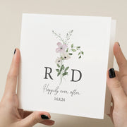 Personalized Wedding Card with Foliage Monogram - Congratulations and Engagement Card