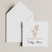 Personalized 1st Birthday Card - Bunny Rabbit Girls Niece Celebration