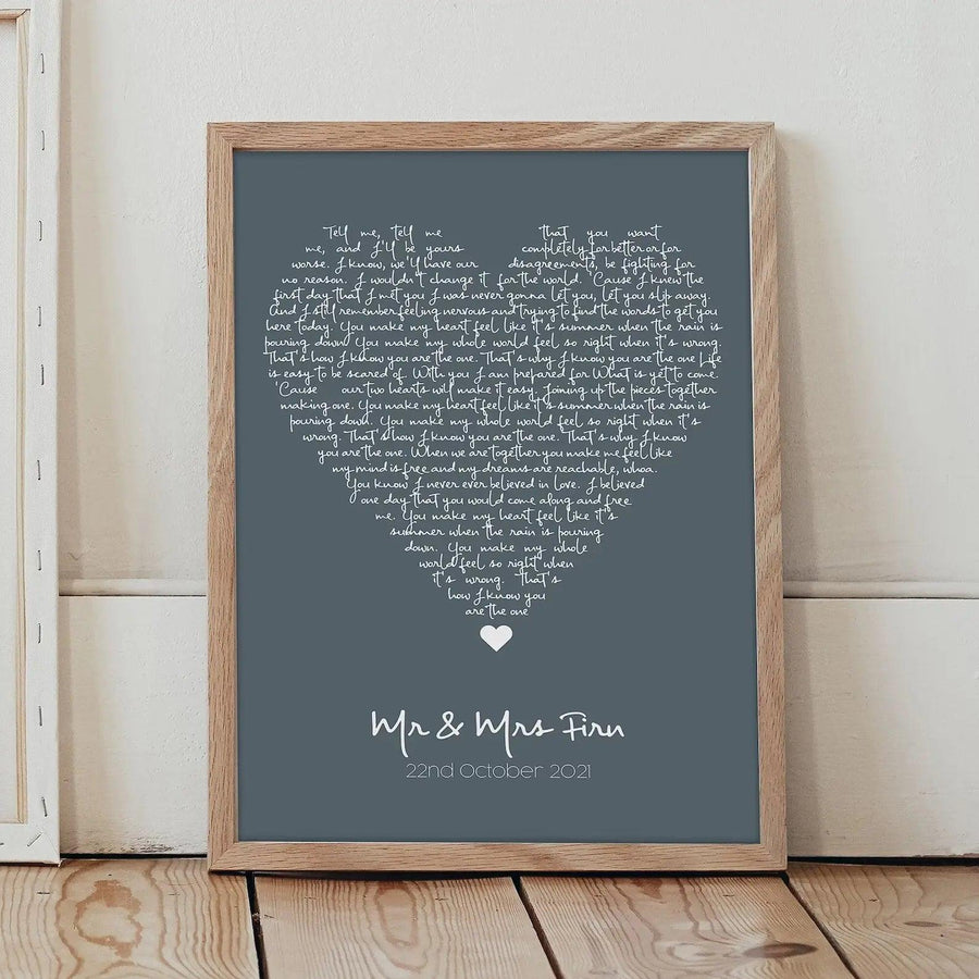 Personalised Heart Song Lyrics Print - Paperful