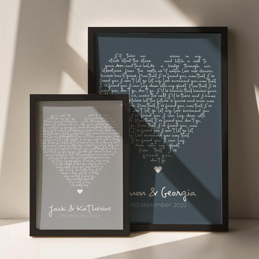 Personalised Heart Song Lyrics Print - Paperful