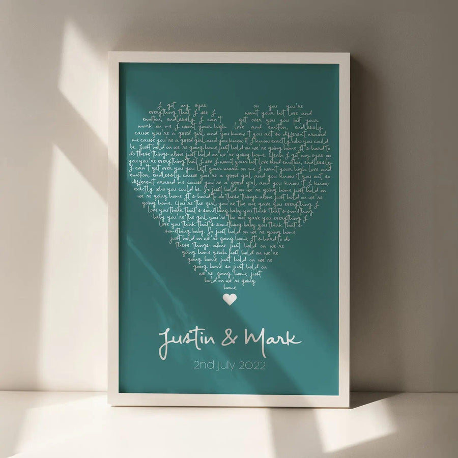 Personalised Heart Song Lyrics Print - Paperful