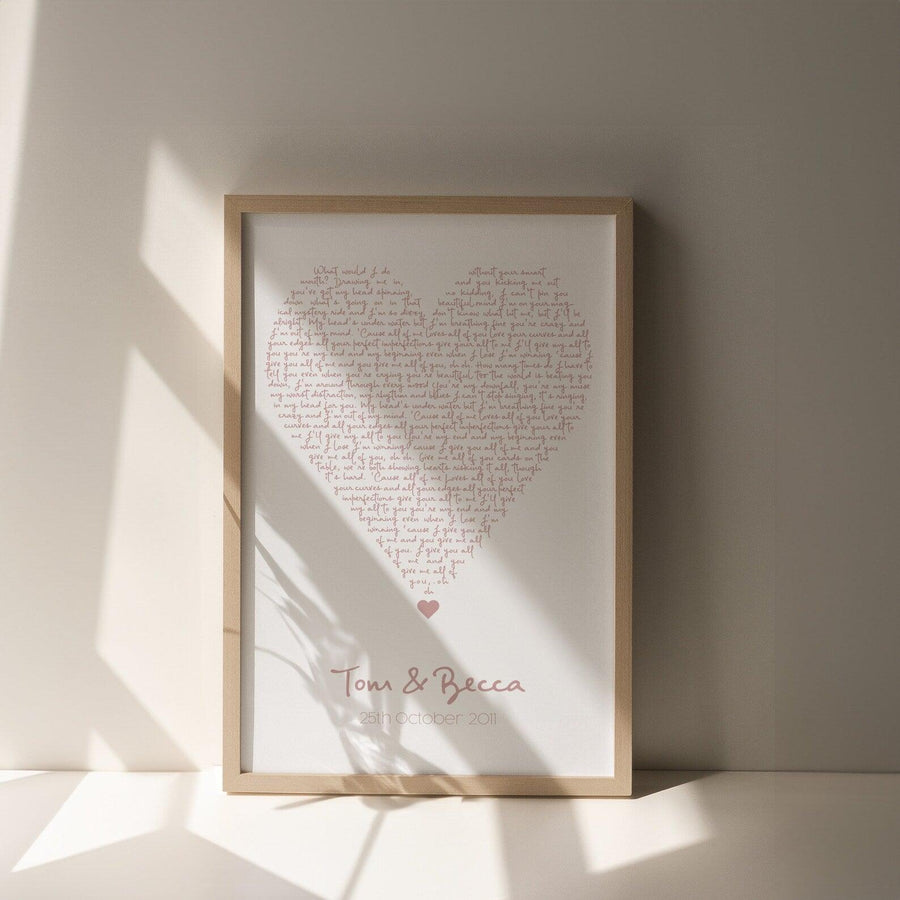 Custom Heart Song Lyrics Print - Paperful