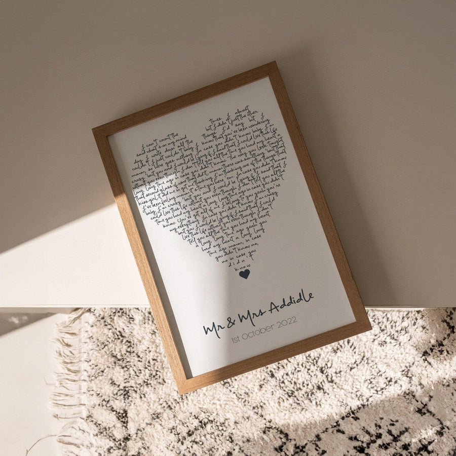 Custom Heart Song Lyrics Print - Paperful