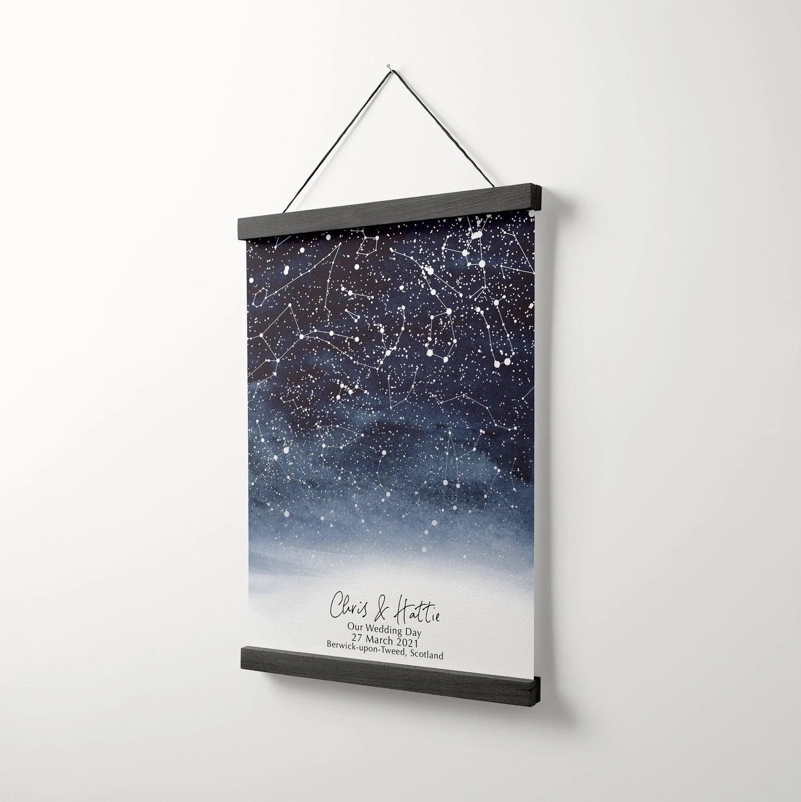 Watercolour Star Map Hanging Canvas - Paperful