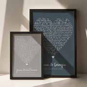 Personalised Heart Song Lyrics Print